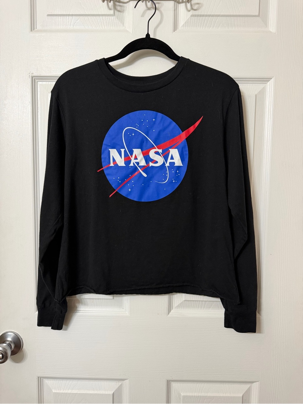 NASA Black Long Sleeve Tee with Blue Logo